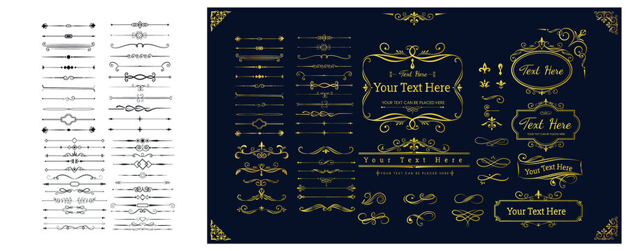 Hand Drawn Calligraphic vintage elements baroque set vector image