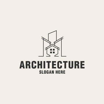 Line Architecture Logo Template On Monogram Style