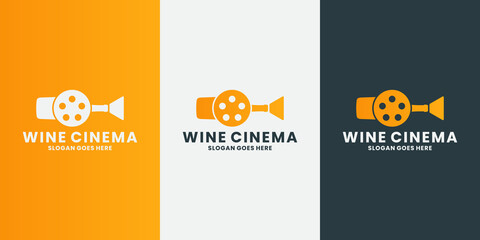 Fototapeta na wymiar wine cinema logo design director culinary wine