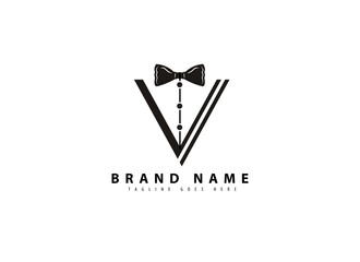 Logo design template, Tuxedo Man silhouette and luxury letter v
v silhouette