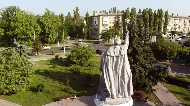 Melitopol, Zaporozhye region, Ukraine. August 2021. Monument to Bogdan Khmelnitsky in the city of Melitopol, Ukraine.
