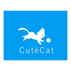 Funny cute cat illustration in blue background.