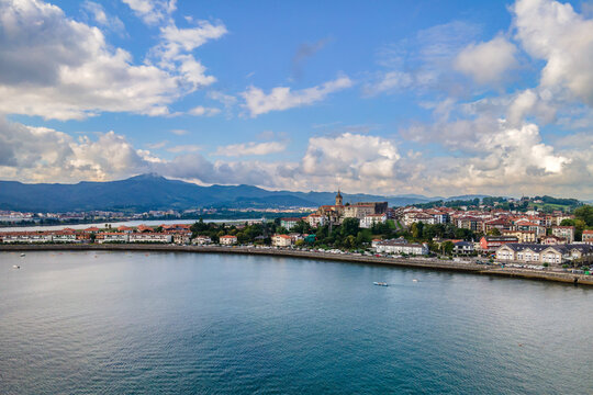 Fuentarrabia, Basque Country, Spain - View to the village from the french side of the Bidassoa river
