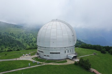 Nizhny Arkhyz, Russia - June 26, 2021: Aerial view of Astrophysical observatory of the Russian...