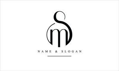 SM, MS, S, M abstract letters logo monogram