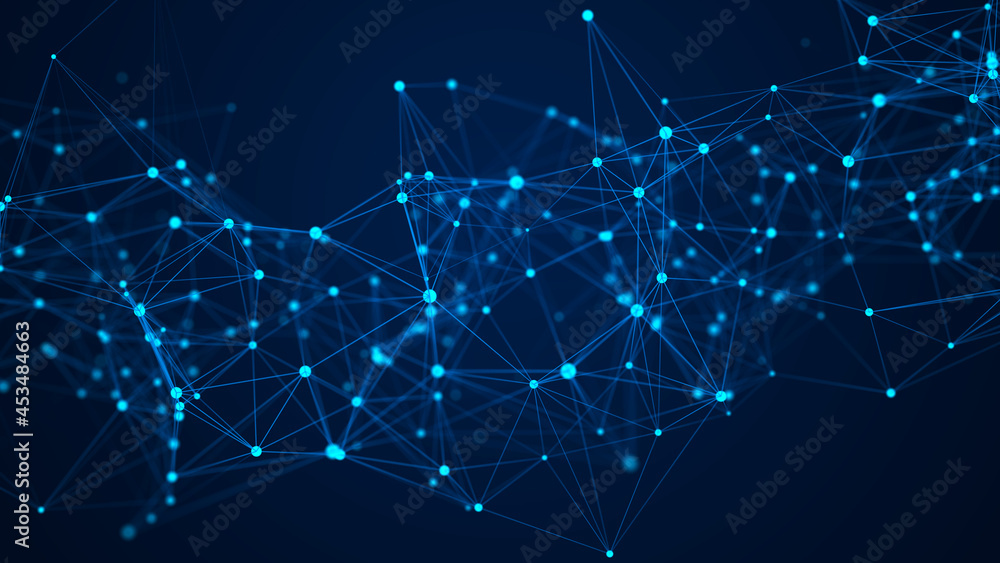Poster abstract blue futuristic background. technological wave of information data flow. 3d rendering.