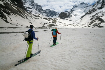 Skitour in the Caucasus Mountains, Russia.
