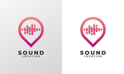 Music Spot Logo, Pin Sound Wave and Pin Map Icon Logo Design Template Element