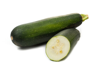 Fresh cutted green zucchini isolated on a white background.