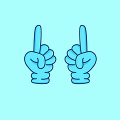 Blue hand with gloves isolated vector illustration cartoon style for graphic design resources, icon, sign, symbol