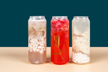 All kinds of colorful drinks made of all kinds of fruits and all kinds of healthy food