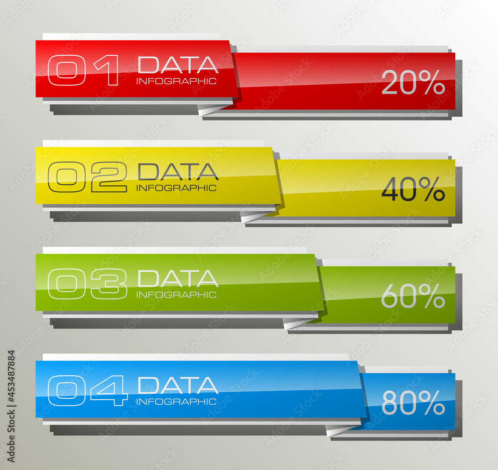 Poster graphic composition for your business presentations. four glossy strip for your annotations. four fu