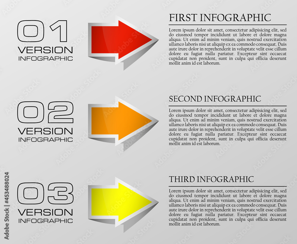 Poster vector 3 arrow banners business infographic process diagram compare service banner presentatoin. thr