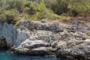 The coast of Mediterranean sea on the Turkish Riviera