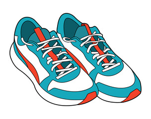 realistic sneakers color vector illustration isolated on white background. active lifestyle sports shoes illustration for your business promotion