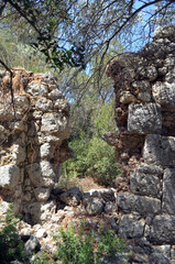 Ruins of the antcient greek theater, Kedrai, Sedir island,Gulf of Gokova, Aegean Sea, Turkey