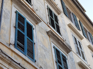 window windows in corfu city greece, old style traditional vintage