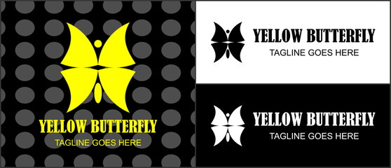 vector logo for company, group or personal, abstract logo butterfly yellow ,modern, simple template and minimalist logotype, matches the logo you want