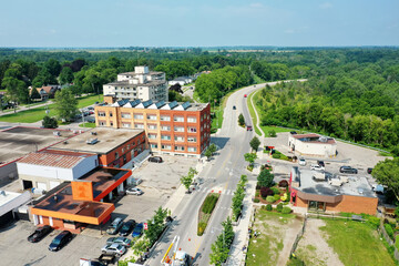 Aerial of St Thomas, Ontario, Canada city center