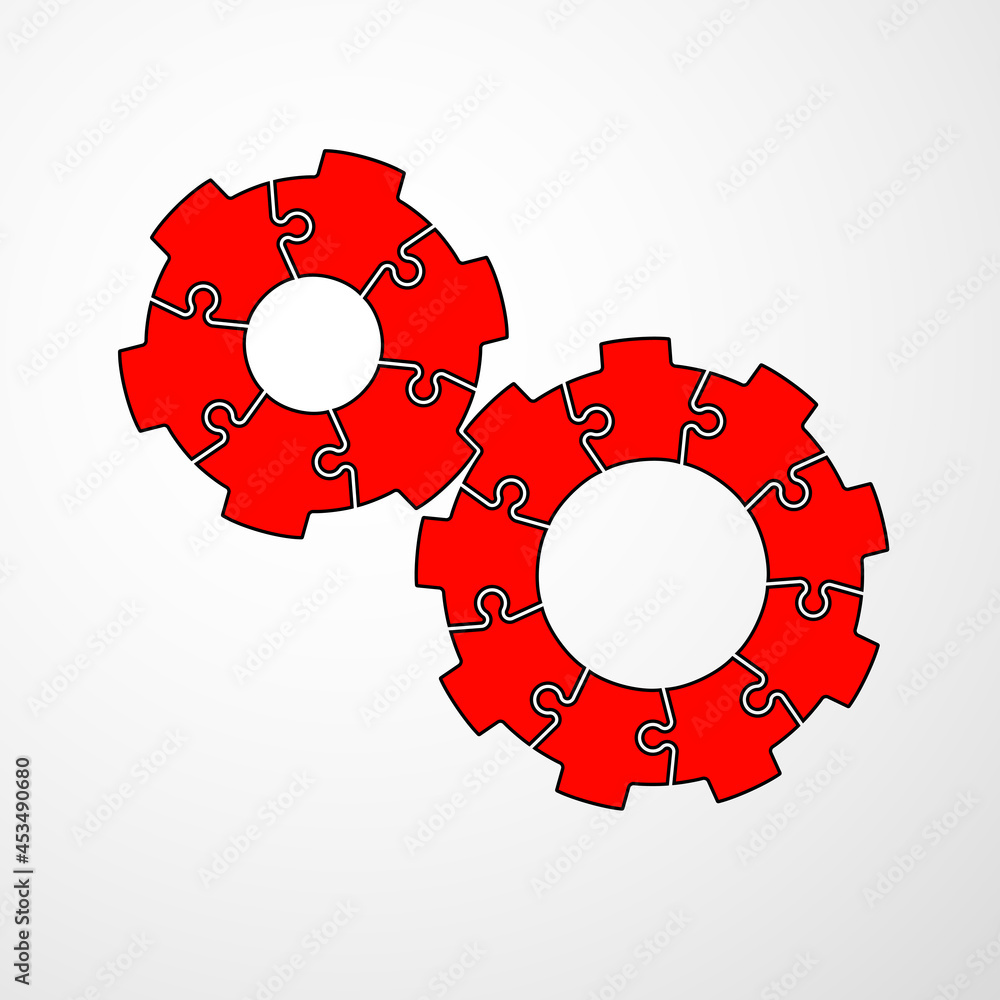 Aufkleber abstract background made from cogwheel puzzle pieces and place for your content. cogwheels made of p