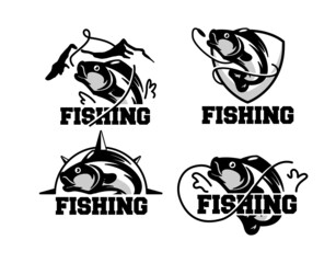 Set of Retro fishing logo badge