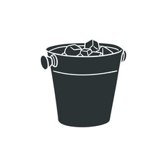 Ice Bucket Icon Silhouette Illustration. Container Cold Drink Vector Graphic Pictogram Symbol Clip Art. Doodle Sketch Black Sign.