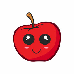 Red apple emoticon smile vector graphics