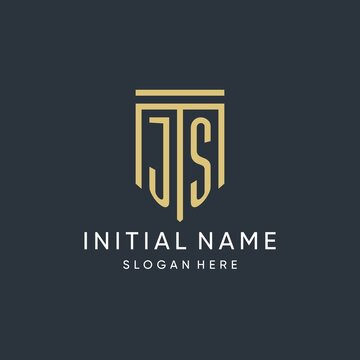 JS monogram with modern and luxury shield shape design style