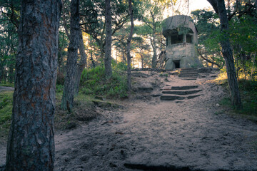 Old concrete infantry bunker in the woods of Hel, Poland. Old military fortification from World War...