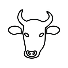 Cow heads, livestock, neat, ox outline icon. Line art design.