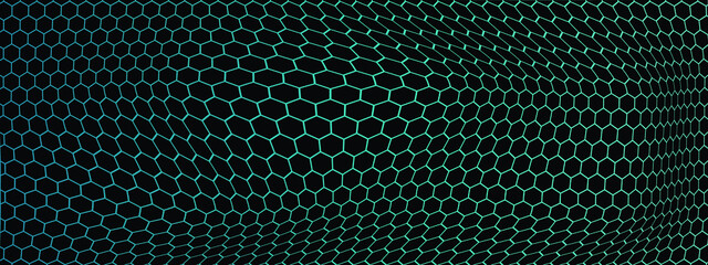 Abstract background wave effect of black hexagons