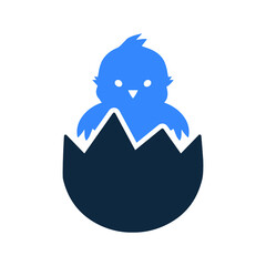 Chick, chicken, egg, baby, pet icon. Simple design.