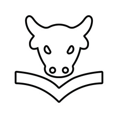 Cow, education, knowledge outline icon. Line art design.