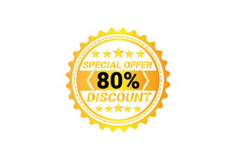 80% discount label and sale banner design template