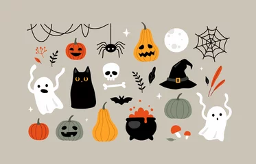 Gordijnen Halloween clipart, illustrations and design elements set. © maglyvi
