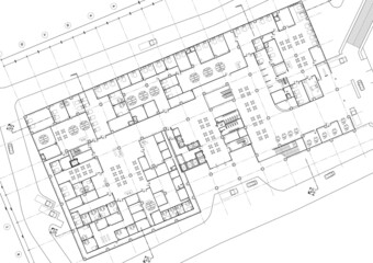 Fototapeta premium Floor plan designed building on the drawing.