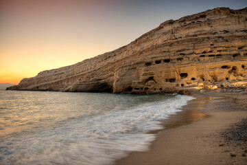 Matala beach, Crete island, Greece