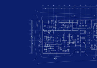 Fototapeta premium Floor plan designed building on the drawing.