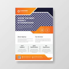 Creative orange and black vector flyer design for business, corporate,  company, agency 
