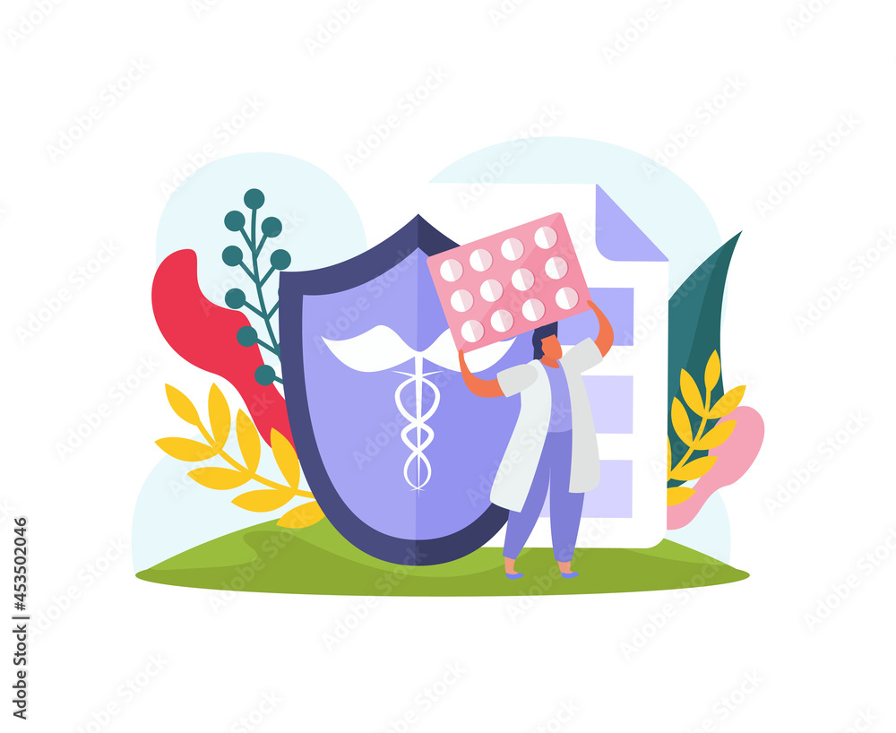 Sticker health insurance flat icon