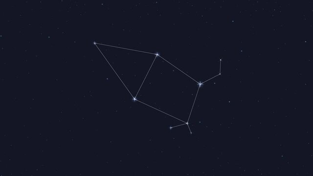 cepheus constellation with line in galaxy, group of star, animation 
