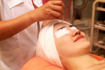 Obraz na płótnie Canvas Facial liposuction procedure face Asia young woman for spa salon.