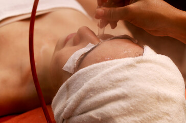 Facial liposuction procedure face Asia young woman for spa salon.