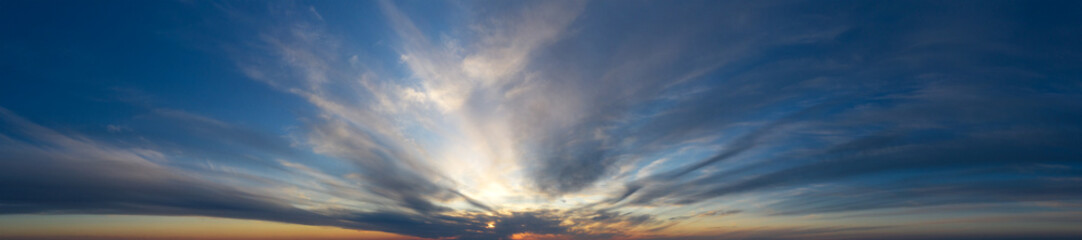  panorama sky. Beautiful cloud in the sunrise sky background. Sky banners background.