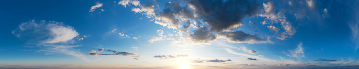 Panorama Blue sky and white clouds. Bfluffy cloud in the blue sky background
