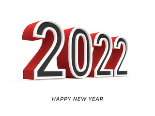 3d render happy new year 2022 design on isolated background