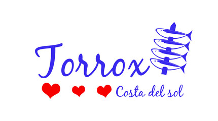 Modern style Torrox logo. Sardine skewer logo for souvenirs