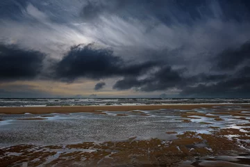 Gordijnen Beach of Katwijk aan Zee on a stormy day, South Holland Province, The Netherlands © Holland-PhotostockNL