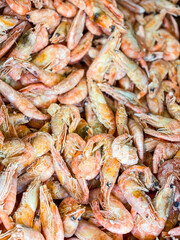 Close up of frozen shrimp