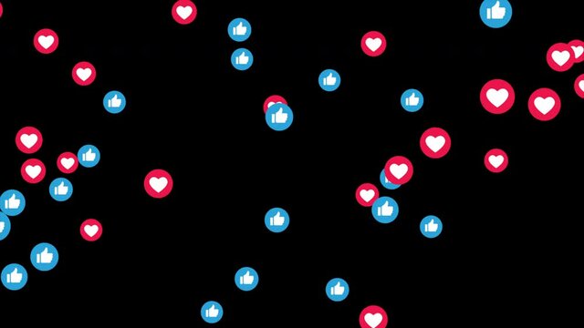 Emoji Participles. Like, Heart, Thumb Up. Social Media Symbols Animation. 4K Video